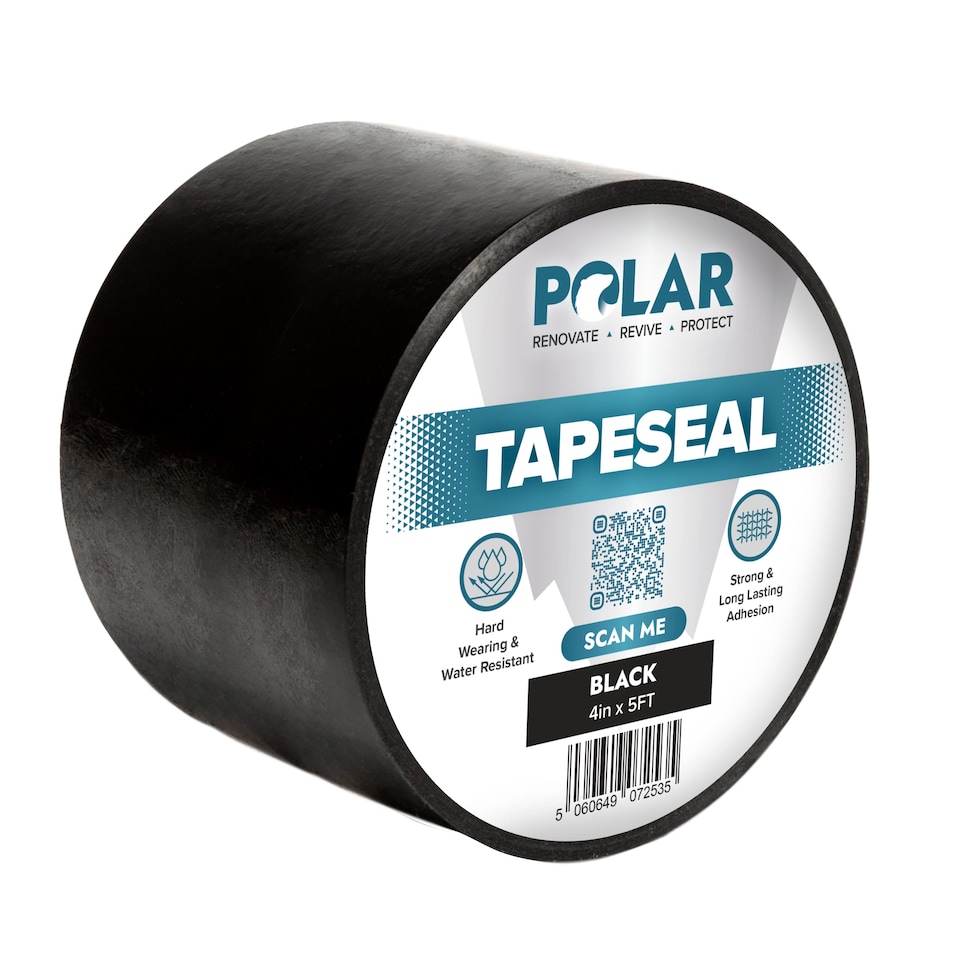 image 1 of Polar TapeSeal Waterproof Repair Tape For Leaks Rubberised | Black | Black | 4 Inch x 5 Foot