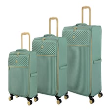 IT Luggage Esplanade Granite Green 3pc Suitcase Set Green