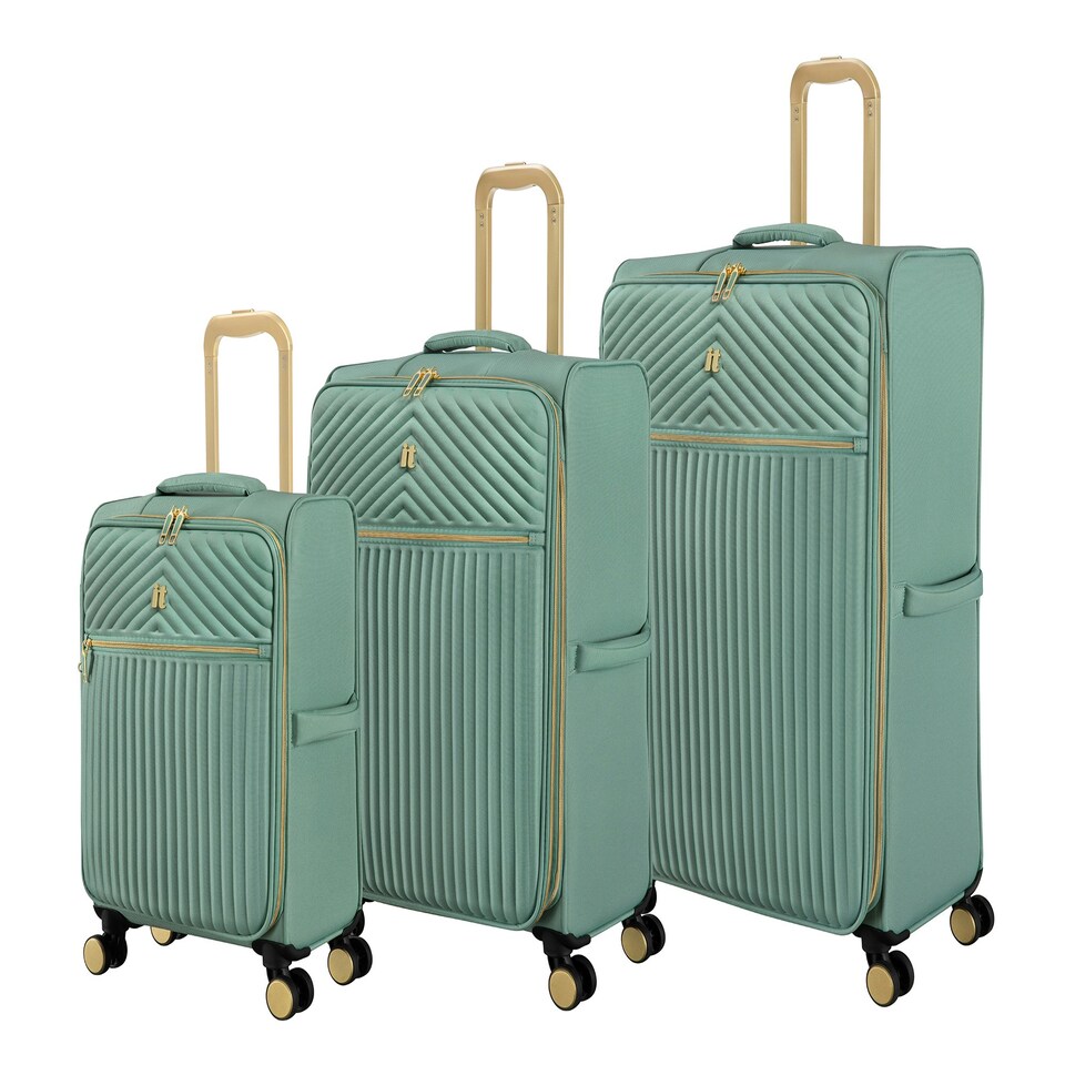 image 1 of IT Luggage Esplanade Granite Green 3pc Suitcase Set Green