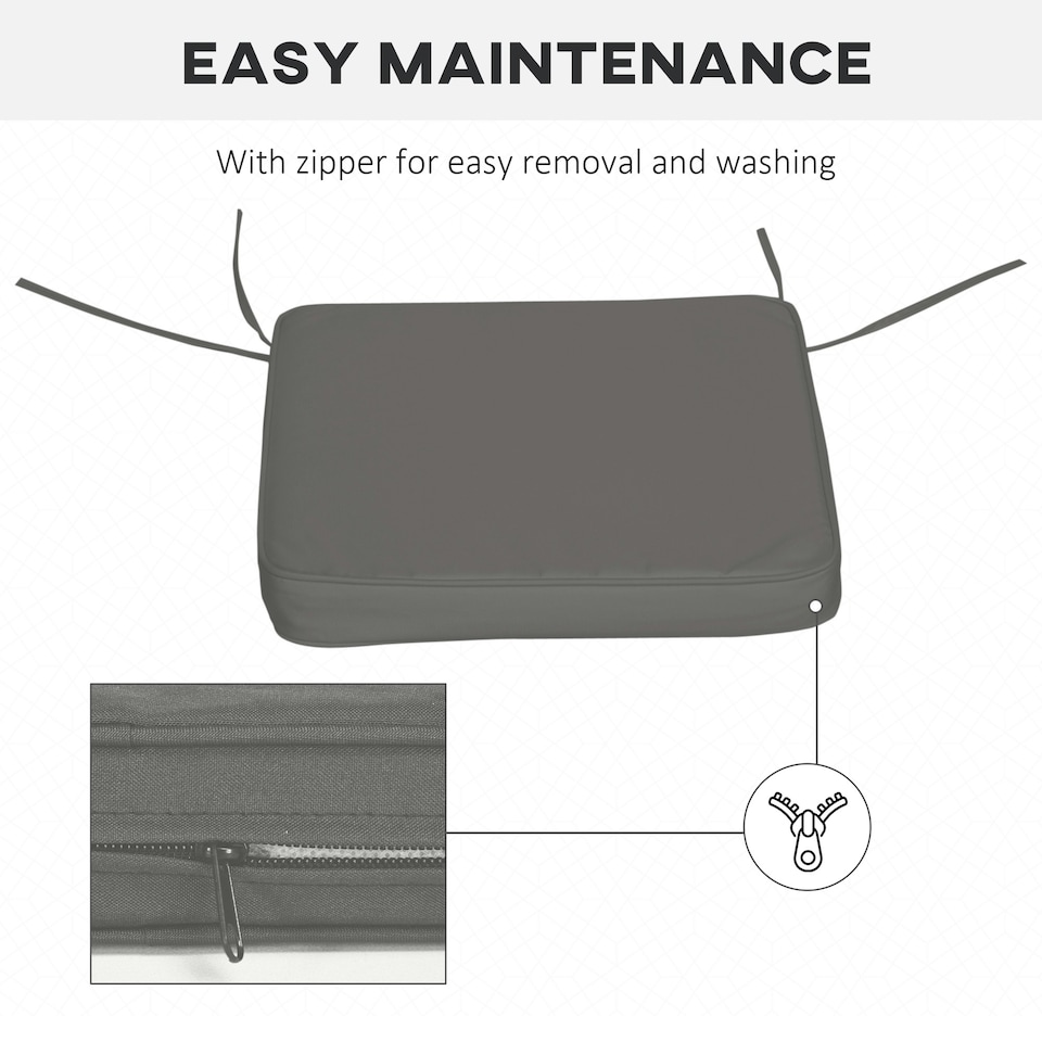image 1 of Outsunny Set of 6 Chair Cushion Seat Pads Dining Chair w/ Straps Outdoor Grey 