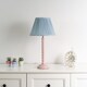 image 2 of ValueLights Bobbles Rose Pink Table Lamp Blue Pleat Shade | Pink