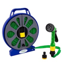 Green Blade Flat Hose with Spray Gun - 15m - Green