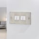 image 2 of British General Stainless Steel 10A 4-Gang 2-Way Light Switch Plate | White | 2