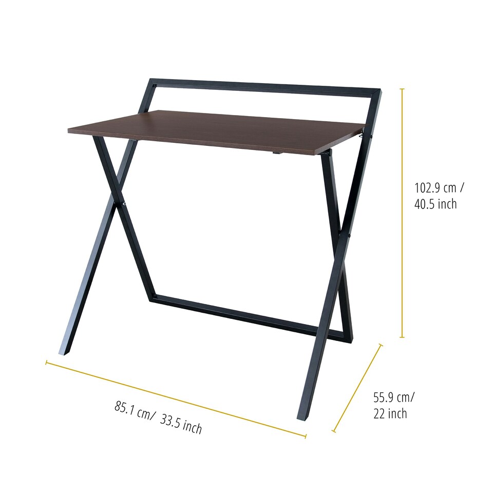 image 1 of Teamson Home 22in Folding Wooden Home Office Computer Desk with Metal Base, Natural/Black