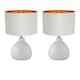 image 1 of Set of 2 Tuscan - White Ceramic Lamps with Grey & Gold Shade White | Grey
