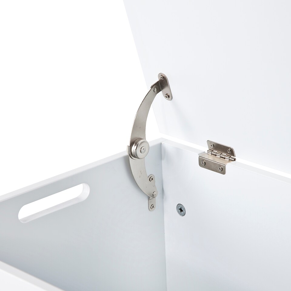 image 1 of Chester Large White Wooden Laundry Bin, Bathroom Storage Chest, Cabinet, Hamper