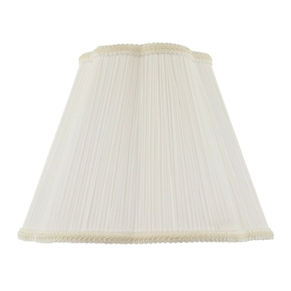 image 1 of White Victorian Pleated Faux Silk Lamp Shade with Embroidered Trims White