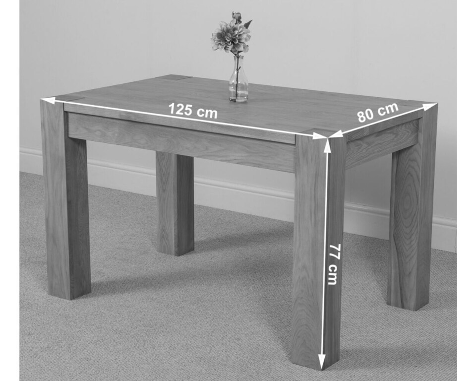 image 1 of Kuba 125x80cm Chunky Oak Small Dining Table and 4 Washington Leather Chairs | Black | Black