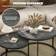 image 3 of HOMCOM 2 Pcs Stacking Coffee Table Set Steel Frame Marble-Effect Top Foot Pads 