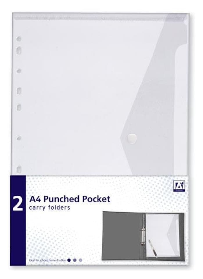 image 1 of Pack of 2 A4 Punched Pocket Carry Folder