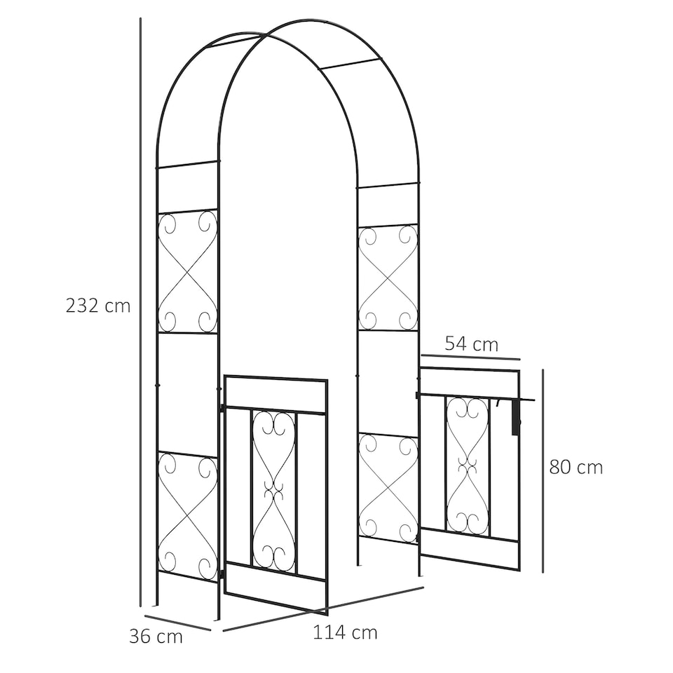 image 1 of Outsunny Metal Garden Arch with Double Gate, Garden Arbor Climbing Plants