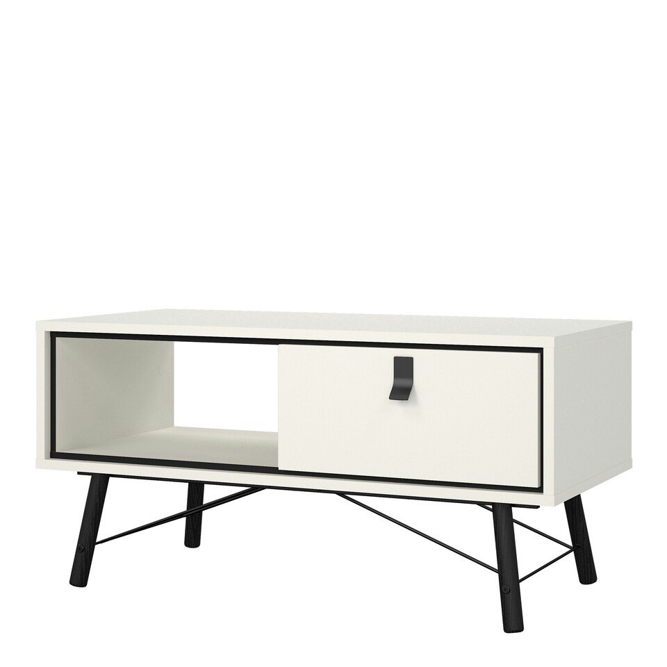 image 1 of Ry Coffee Table with 1 Drawer in Matt White