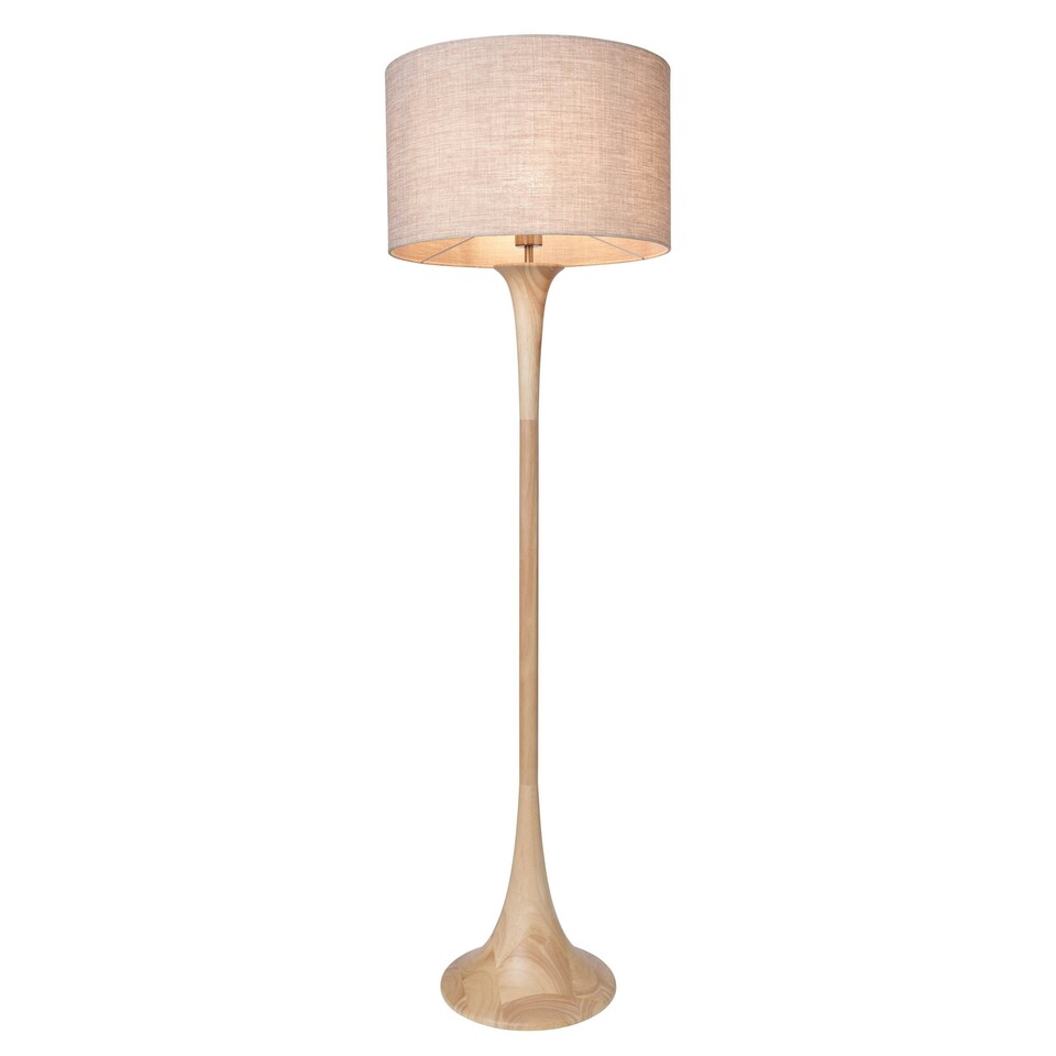 image 1 of BHS Lea Wooden Floor Lamp, Natural