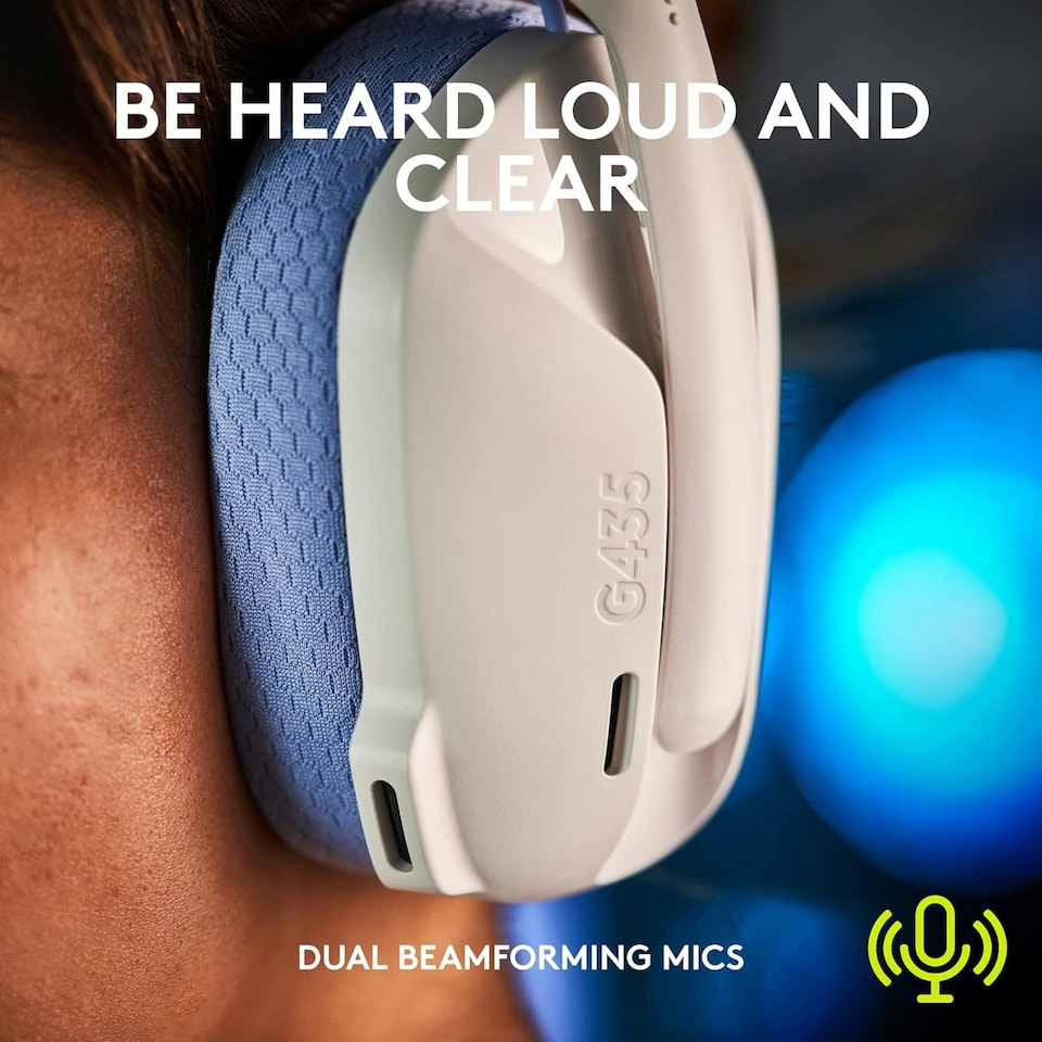image 1 of Logitech G435 LIGHTSPEED & Bluetooth Wireless Gaming Headset, Ultra Lightweight, built-in mics, 18h battery, Dolby Atmos, PC, PS4, PS5, Nintendo Switch