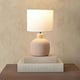 image 2 of ValueLights Chelsea Natural Linen Shade Hand Finished Sandblast Natural Ceramic Table Lamp Cream