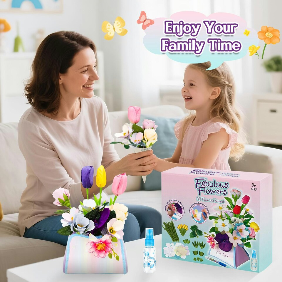 image 1 of Fabulous Flowers DIY Kit for Kids – Build Your Own Bouquet with Water-Reveal Magic Pen