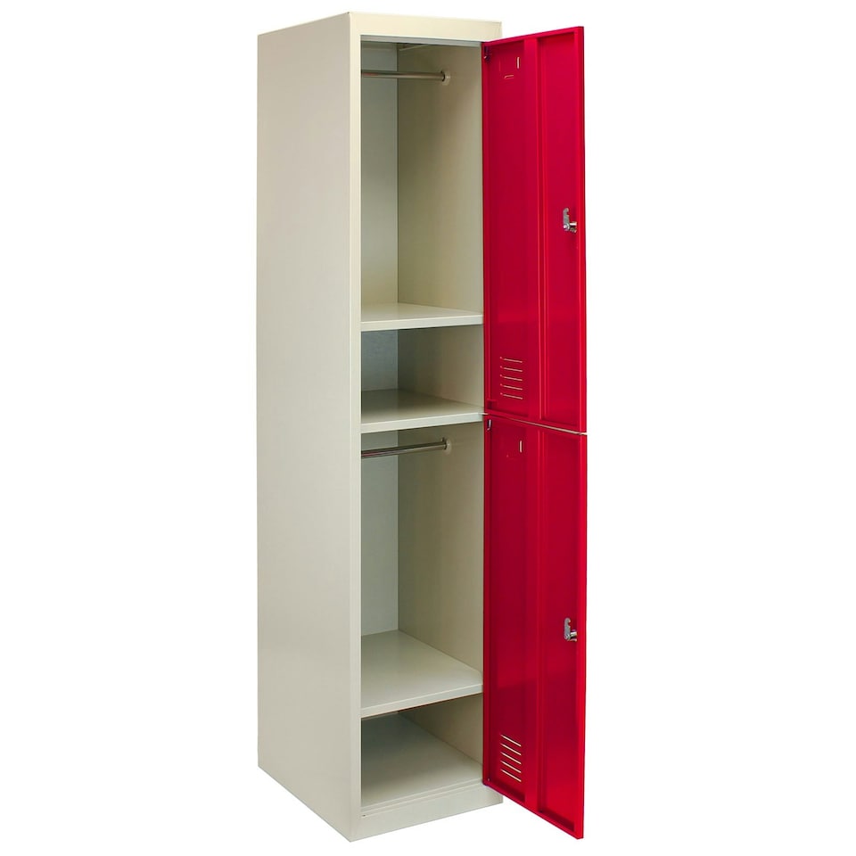 image 1 of Metal Storage Lockers - Two Doors, Flatpacked, Red Red