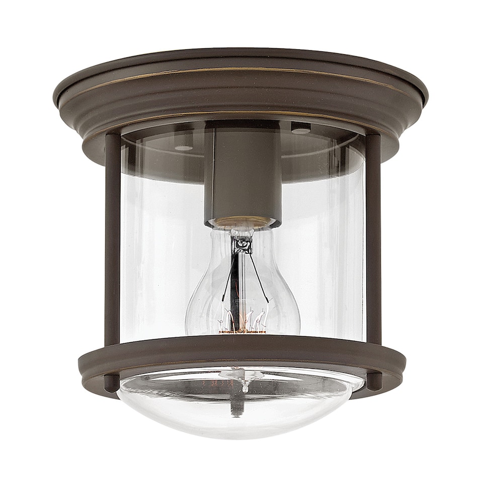 image 1 of Hinkley Hadrian 1 Light Flush Mount Oil Rubbed Bronze with Glass IP44