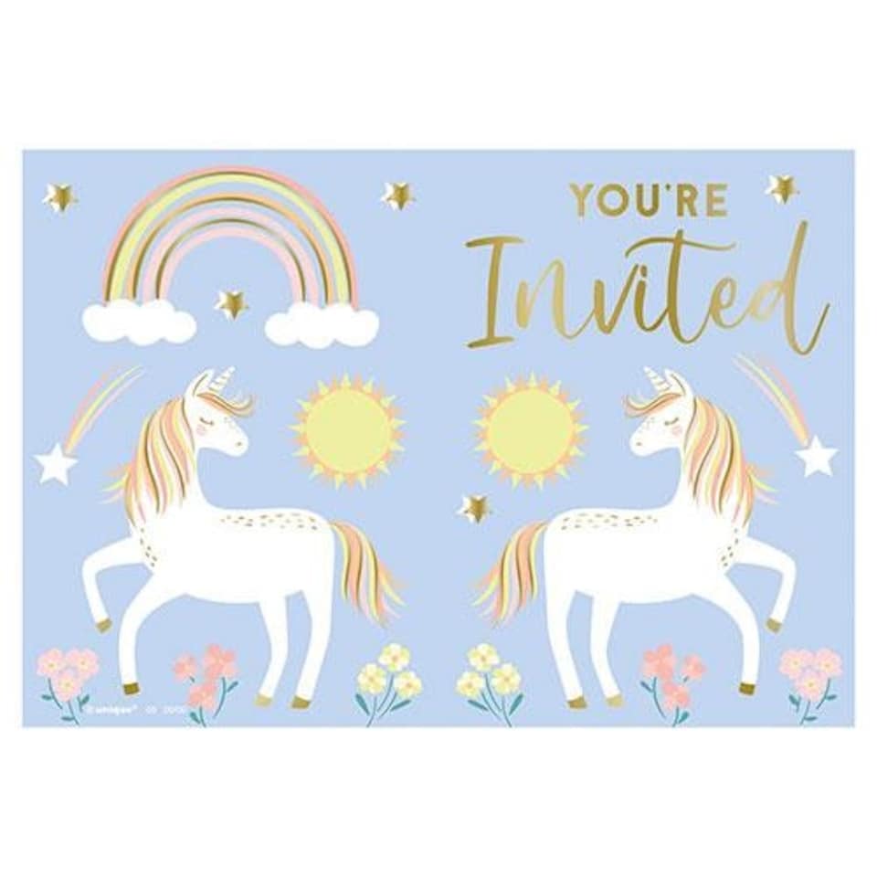 image 1 of Dainty Unicorn Invitations with Envelopes - Pack of 8