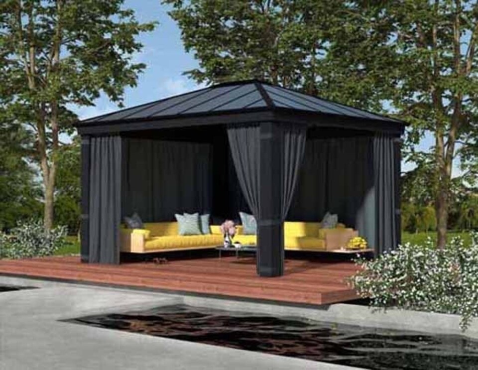 image 1 of Curtain Set for Dallas 12 x 20 Gazebo - Polyester - L212 x W507 cm - Dark Grey