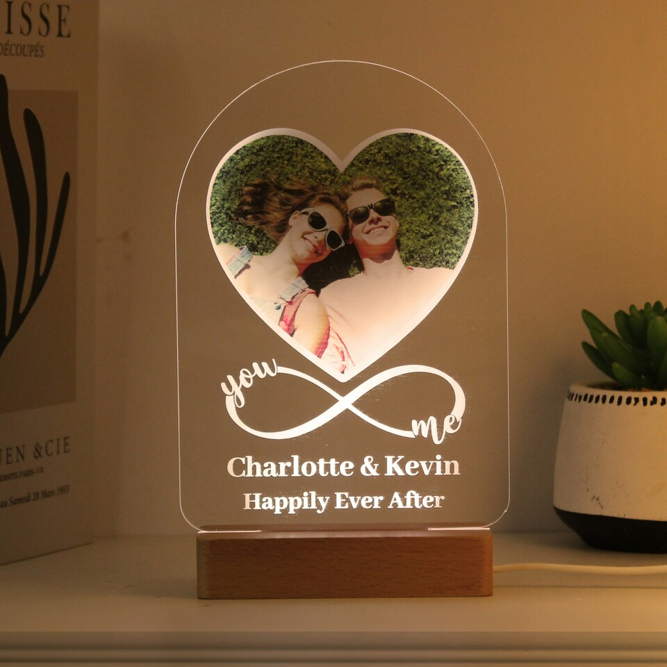 image 1 of Personalised Heart Photo Upload LED Light
