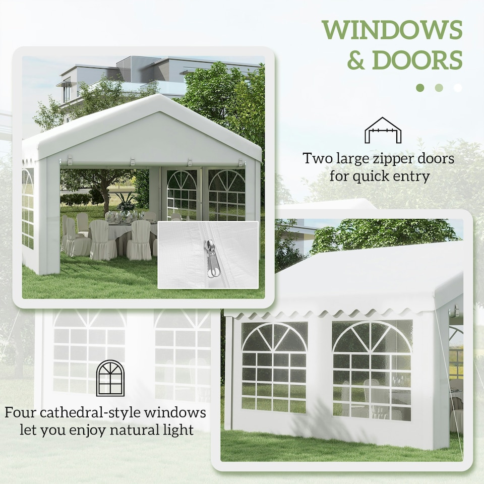 image 1 of Outsunny 4m Gazebo Garden Marquee Canopy Party Carport Shelter Garage Tent White