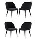 image 9 of Set of 4 Milano Velvet Dining Chairs with Stylish Ribbed Back Design, Black Metal Legs with Silver Tips | Grey | Silver End Tips