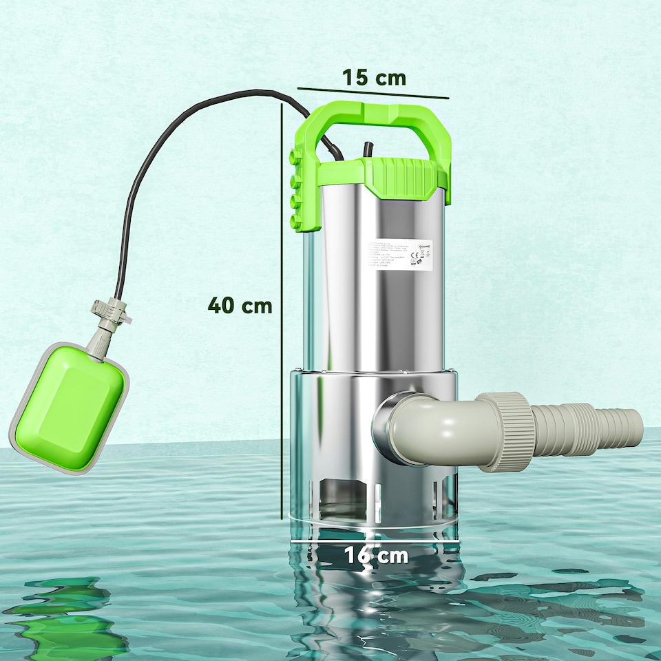 image 1 of Outsunny 1100W Water Pump with Float Switch, 18500L/H Electric Sump Pump Green