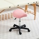 image 7 of HOMCOM Saddle Stool, PU Leather Adjustable Rolling Salon Chair with Steel Frame for Massage, Spa, Beauty and Tattoo, Pink | Pink | 1