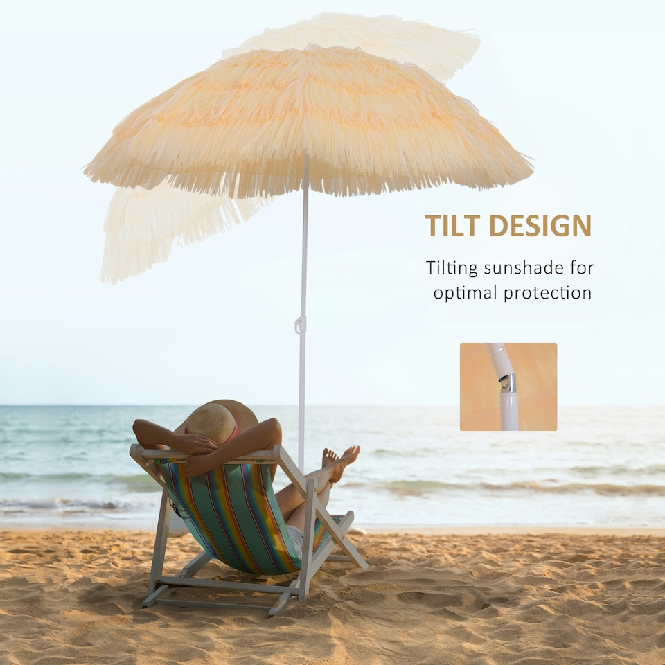 image 1 of Garden Patio Hawaii Beach Sun Umbrella Sunshade Outdoor Folding Tilting Parasol