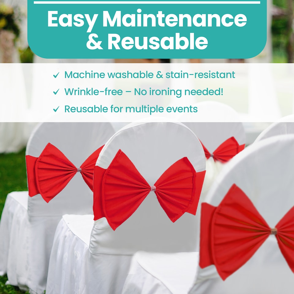 image 1 of Chair Bow Sashes, Elastic Spandex Stretch Chair Ties with Buckle - 1pc