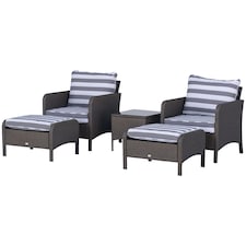Outsunny 5 Pieces Outdoor Patio Furniture Set Wicker Conversation Set Deep Grey