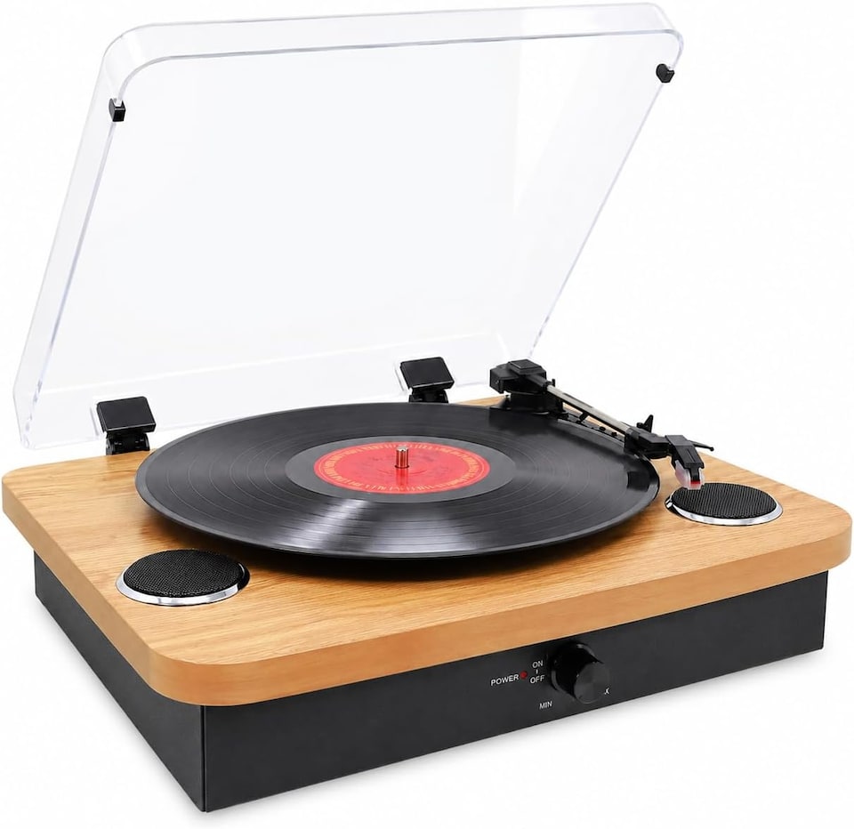 image 1 of Lightwood Vinyl Record Player With Stereo Speakers - Bluetooth Send & Receive - USB & SD Recording - AUX IN & RCA Out