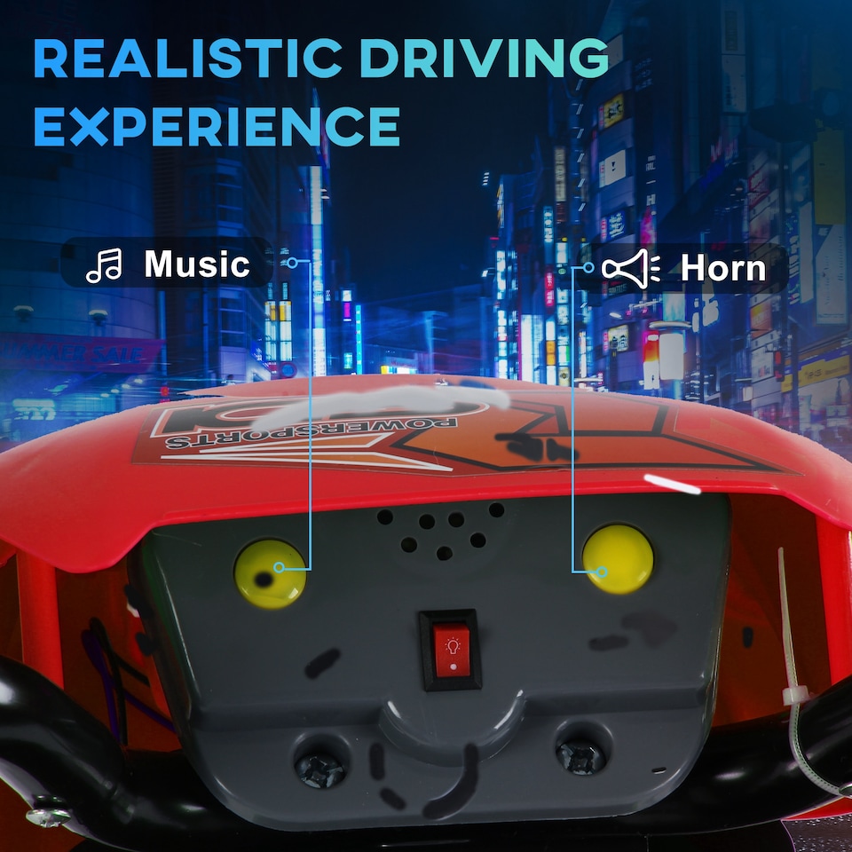 image 1 of HOMCOM 6V Kids Child Electric Motorbike Ride on Motorcycle Scooter Children Toy Gift for 3-6 Years (Red)