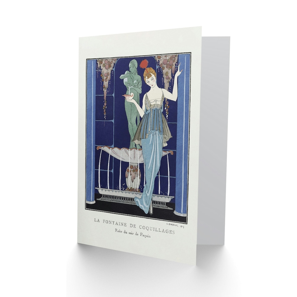 image 1 of George Barbier Art Card Shell Fountain Vintage Fashion Advert