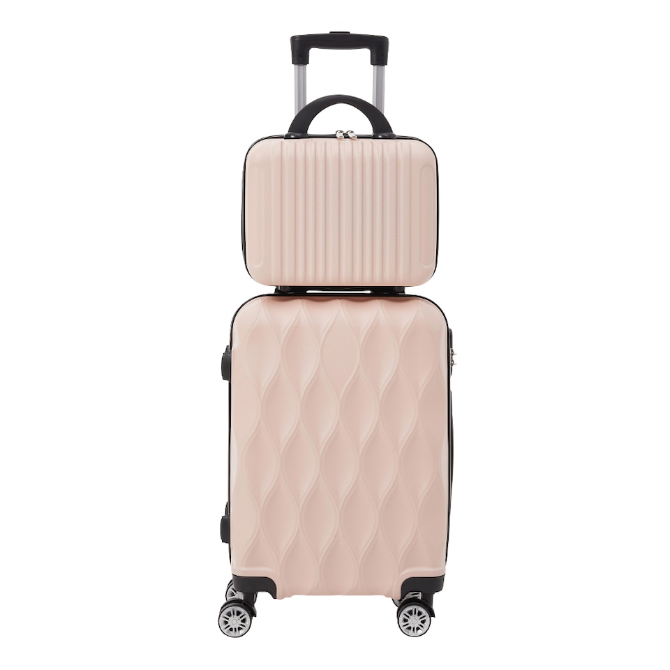 image 1 of Living and Home 2-Piece Hard Shell Suitcase Set - Pink 20" & 14"