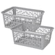 image 3 of 2 x Multipurpose Cool Grey Large Handy Plastic Storage Baskets For Home & Office Grey