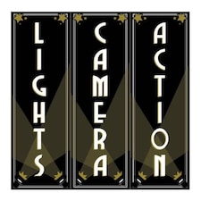 Lights Camera Action Sign Decorations 60cm - Pack of 3