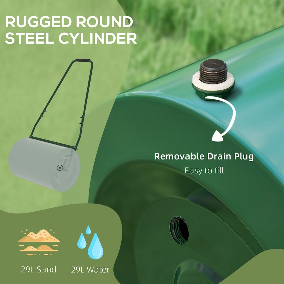 image 1 of Outsunny 63 L Lawn Roller Large Heavy Duty Metal Sand or Water Filled