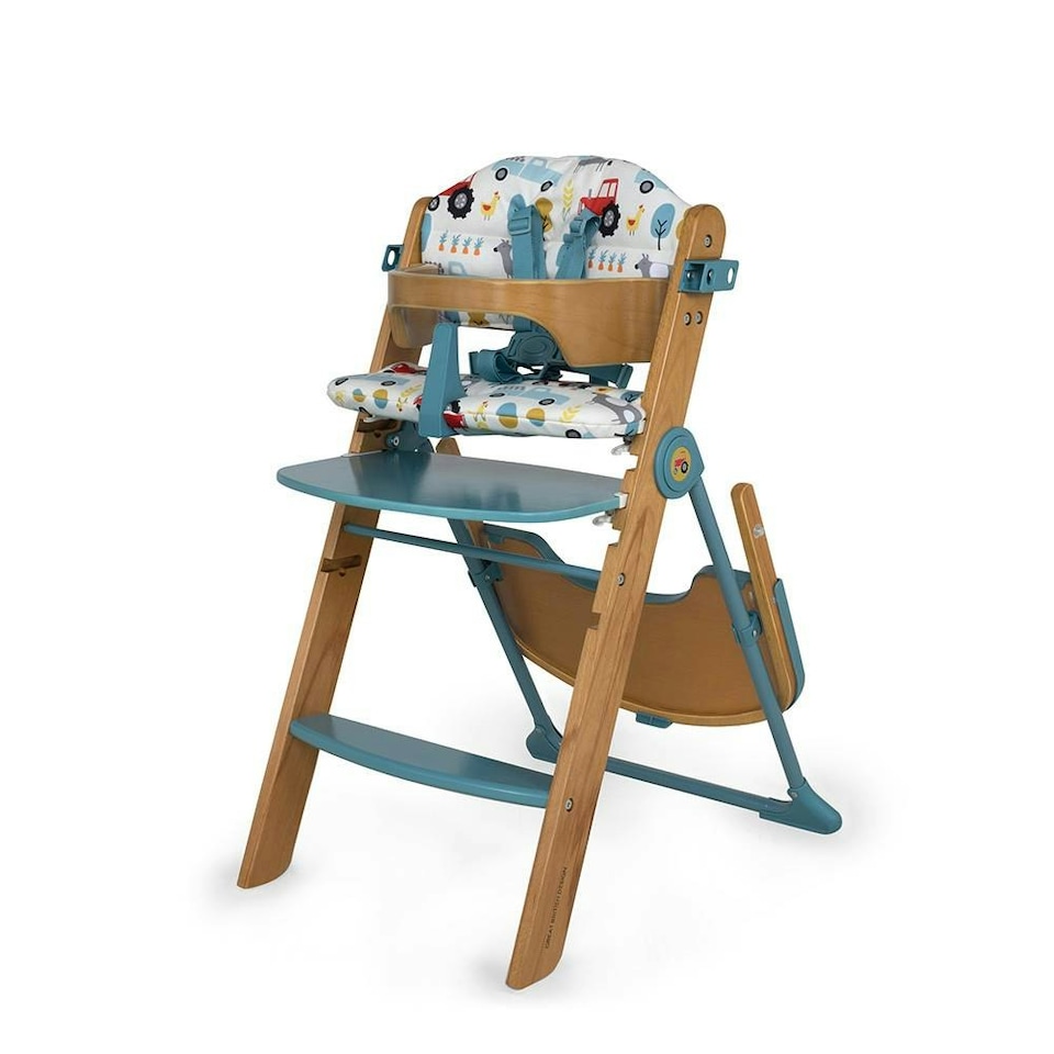 image 1 of Cosatto Waffle Wooden Highchair, 6 Months to 100kg, Compact Fold, Freestanding (Old Macdonald)