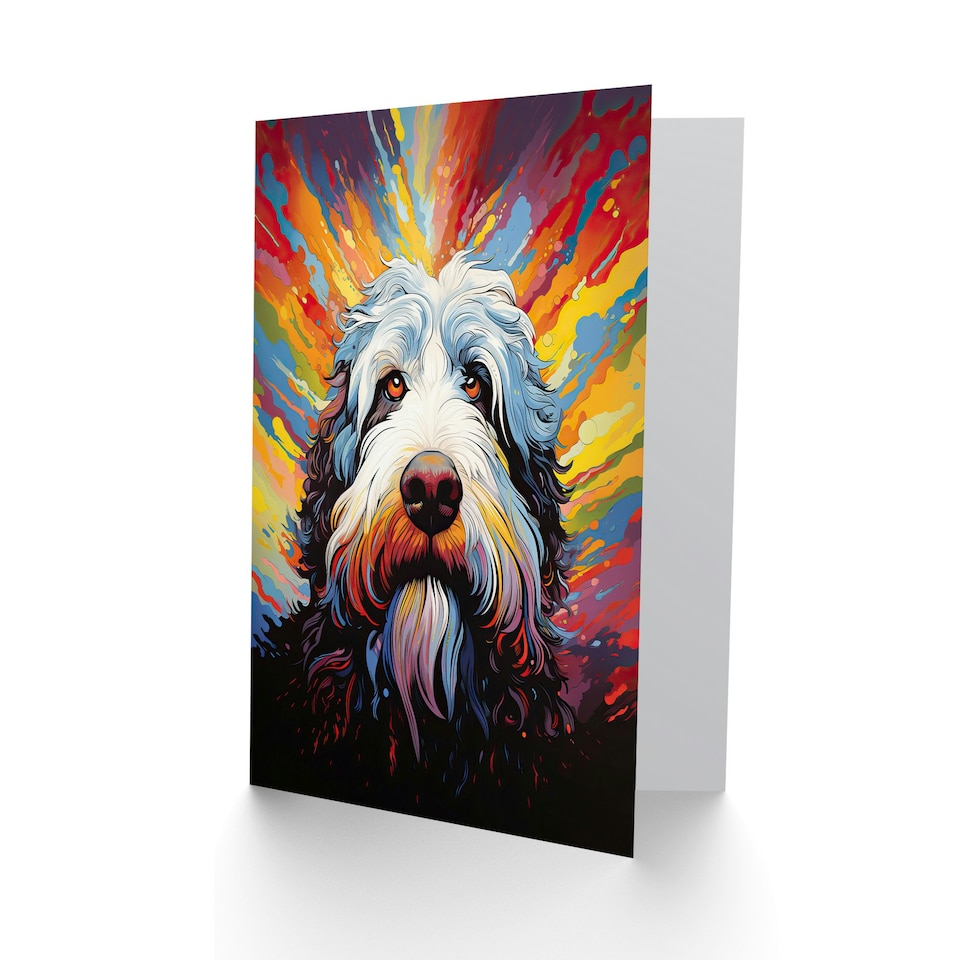 image 1 of Old English Pet Portrait Colourful Sheep Dog Lover Card