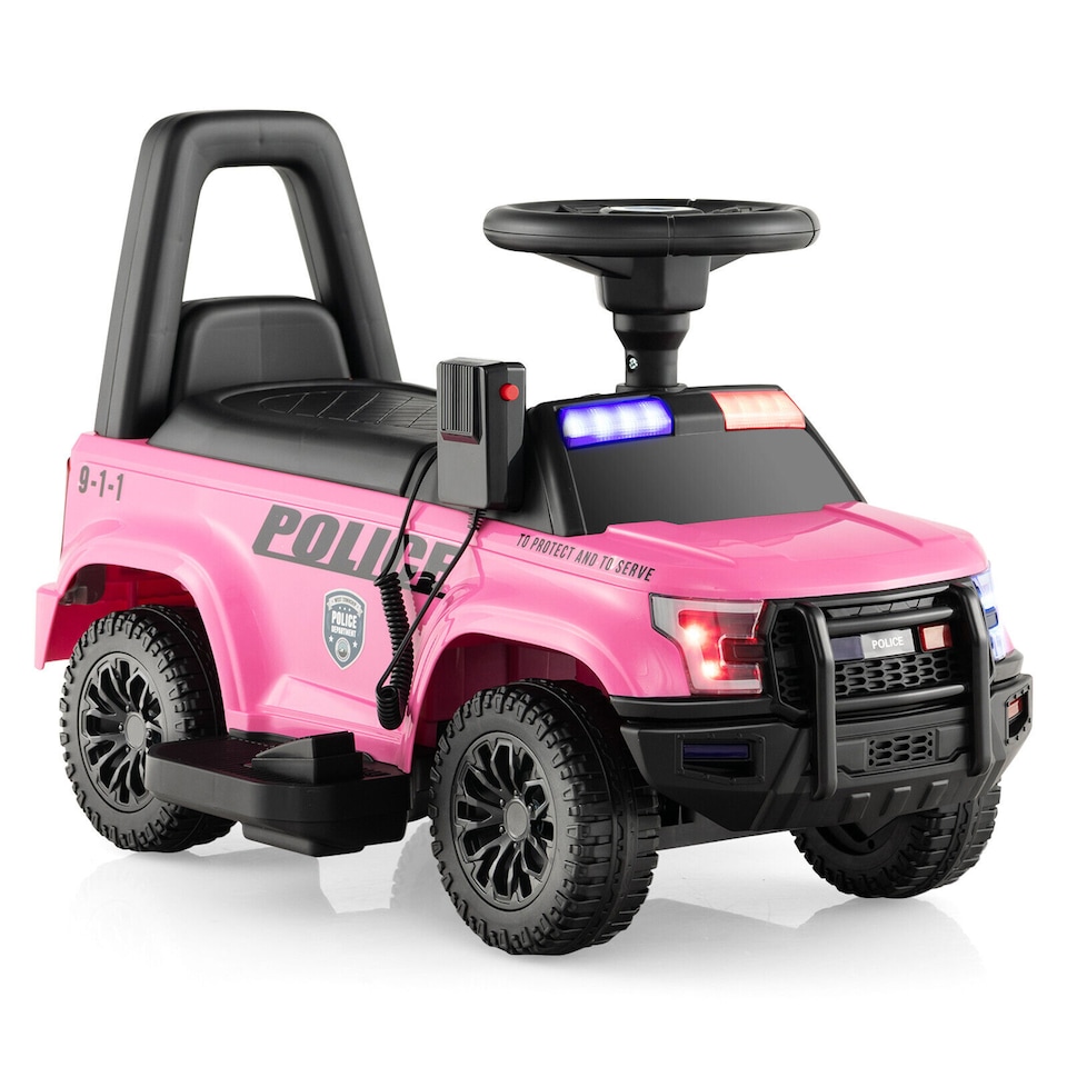 image 1 of COSTWAY Kids Electric Car 6V Powered Police Cars Pink