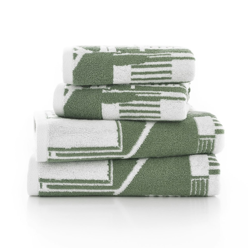 image 1 of Kings Parade 100% Cotton Towels – Supersoft 550 GSM, Yarn-Dyed, Coastal-Inspired Jacquard Design Green | Olive | Bath sheet