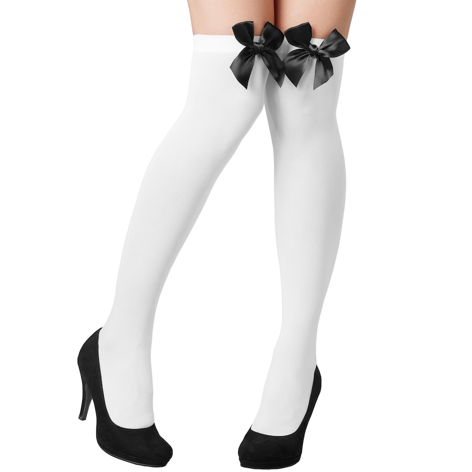 image 1 of Knee high socks with black bow