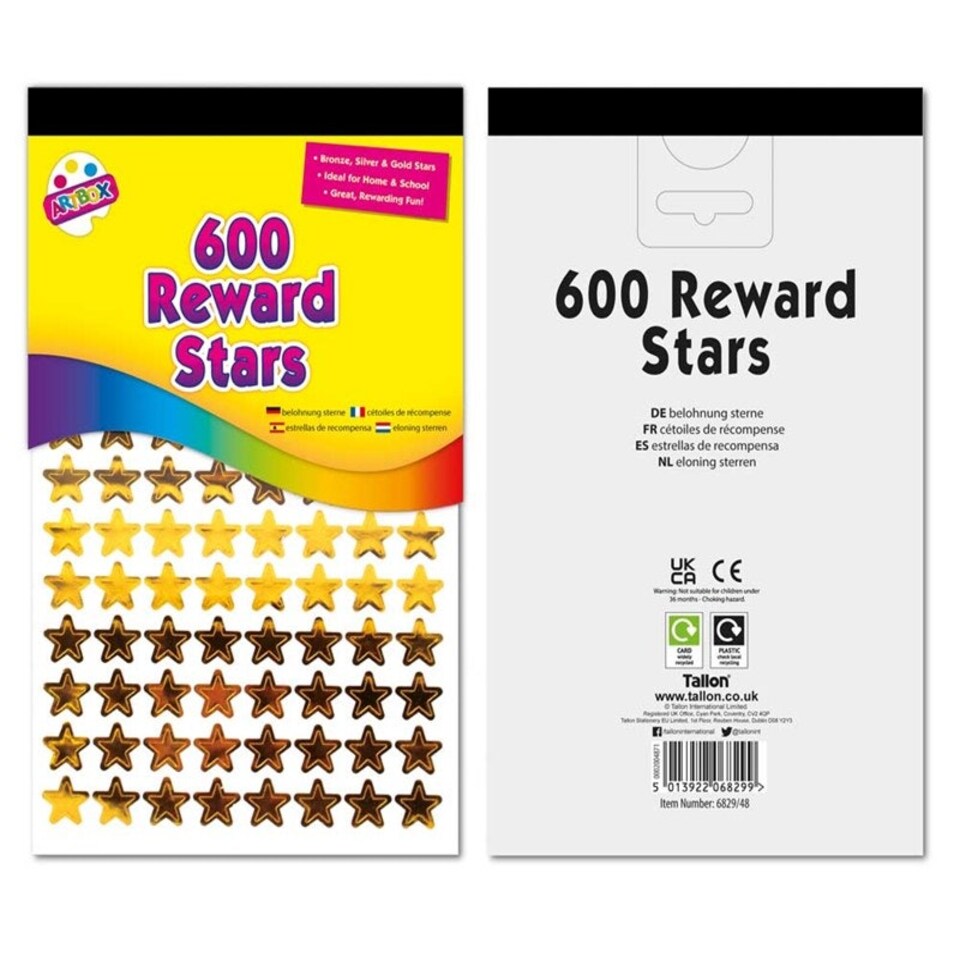 600 x Reward Star Stickers Silver Gold Bronze Home School Teacher Good Work