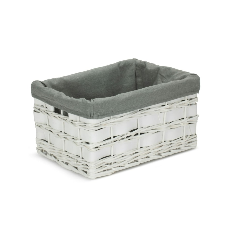 image 1 of White Grey LinedScandi Storage Basket with Grey Lining Grey | Grey | XL