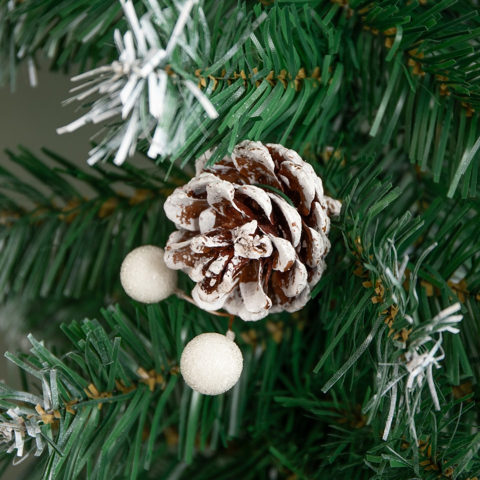 image 1 of Premier 270cm (9ft) Christmas Garland Decoration Snow Tips White Berries & Cones