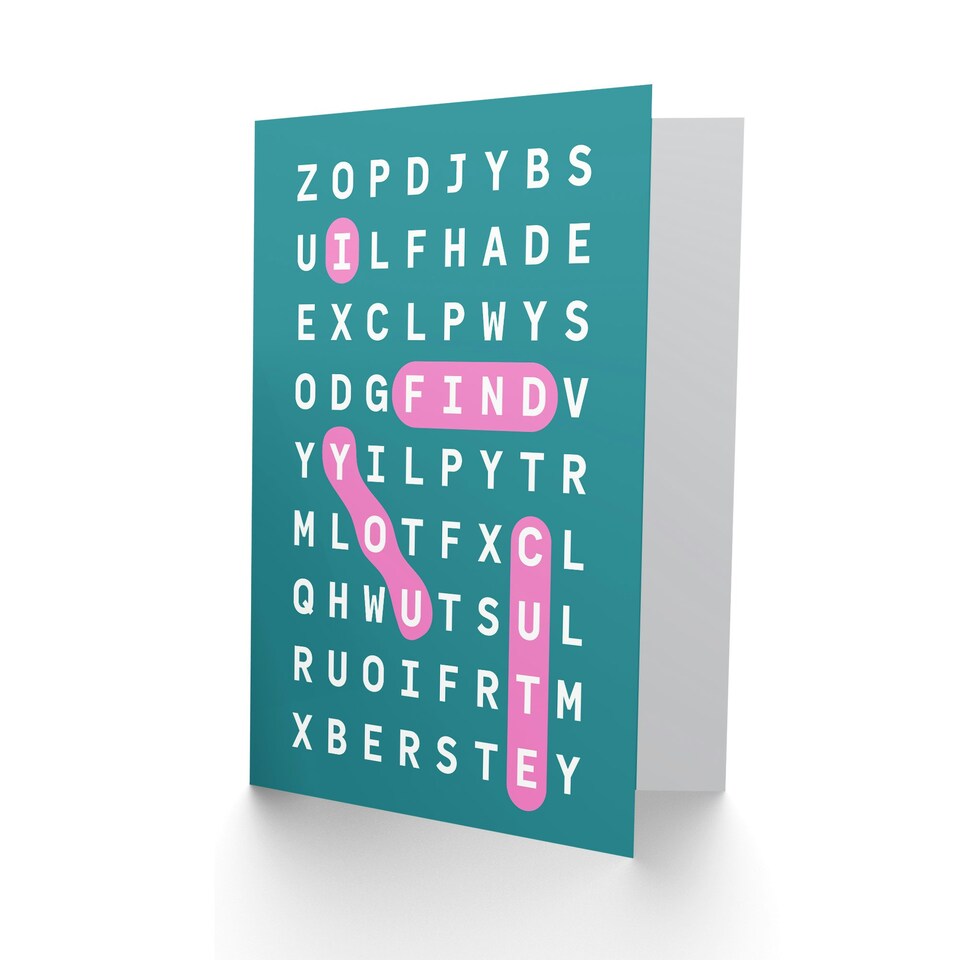 image 1 of I Find You Cute Modern Romance Wordsearch Valentine's Day Card