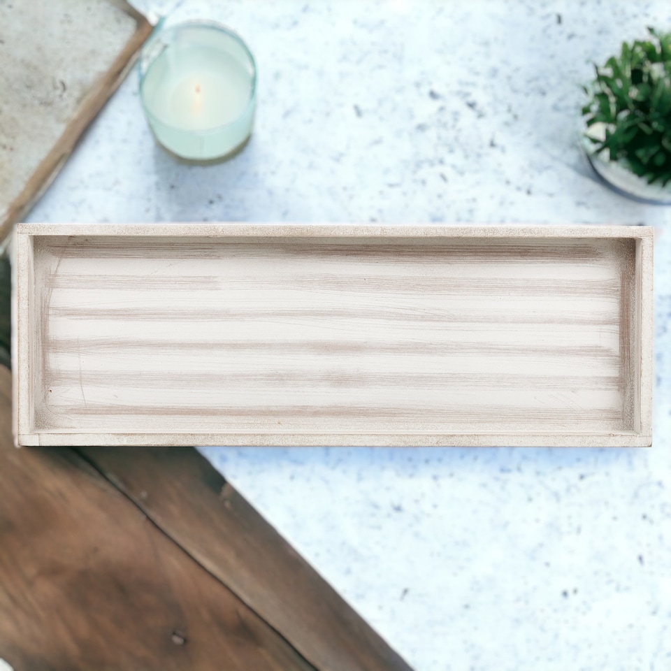 image 1 of Shabby Chic Grey Wooden Tray