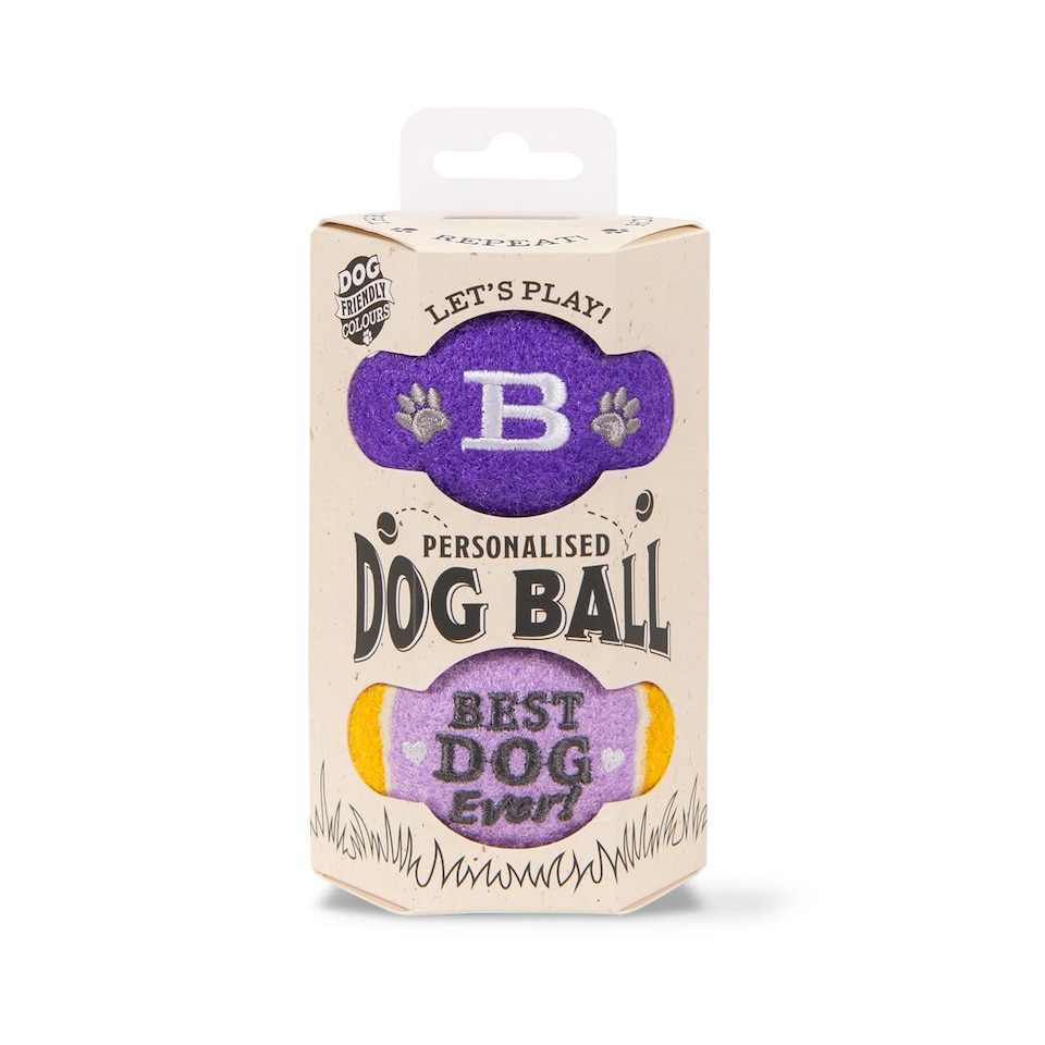image 1 of Pre-Personalised Dog Ball Gift Pack 2pcs Purple B